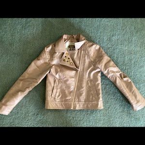 Blush pleather kids moto jacket